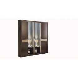 Шкаф 4- х дверный с зеркалом "Ника" Цвета (корпусная мебель)-Венге/Дуб сонома