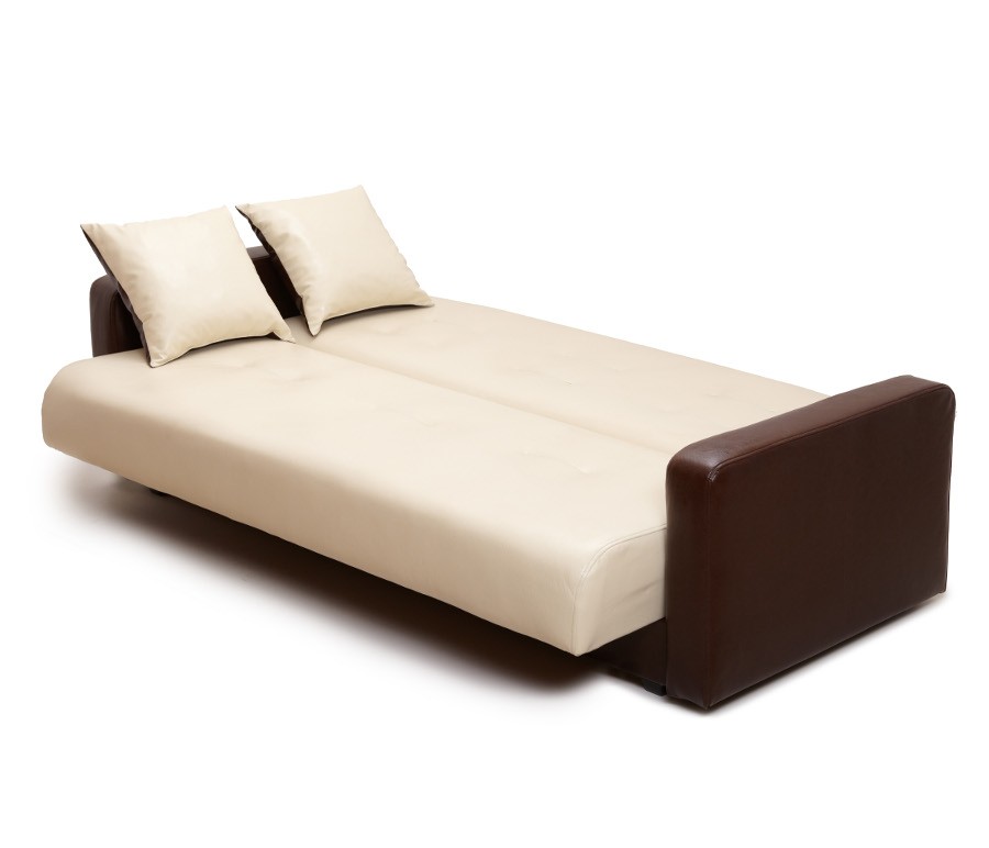 Диван Аккорд бежевый с темно-коричневым (2 подушки в комплекте)