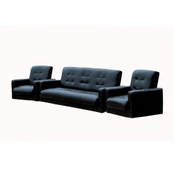 Комплект Аккорд экокожа темно-коричневая (диван + 2 кресла)
