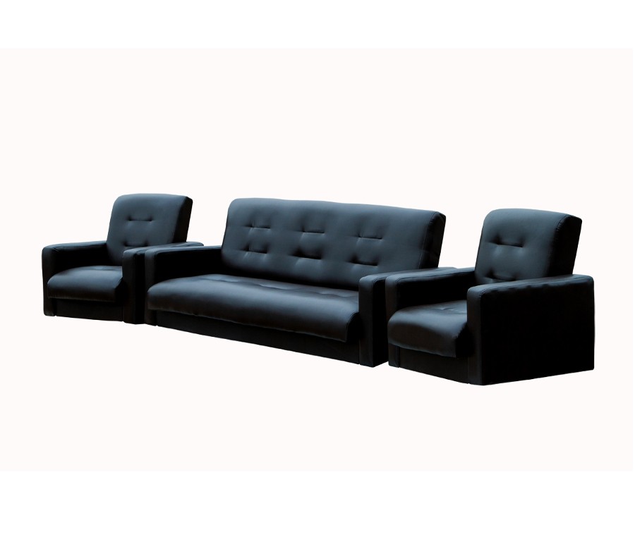 Комплект Аккорд экокожа темно-коричневая (диван + 2 кресла)
